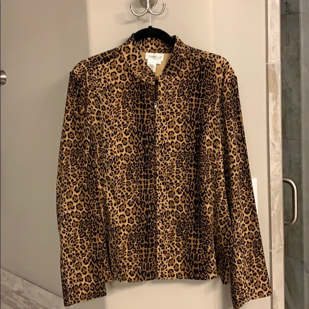 Zip front leopard jacket